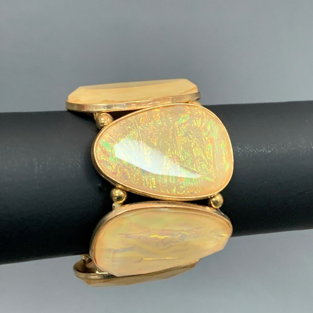 Women's Bracelet Iridescent Yellow Gold-tone Stretch NWOT‎